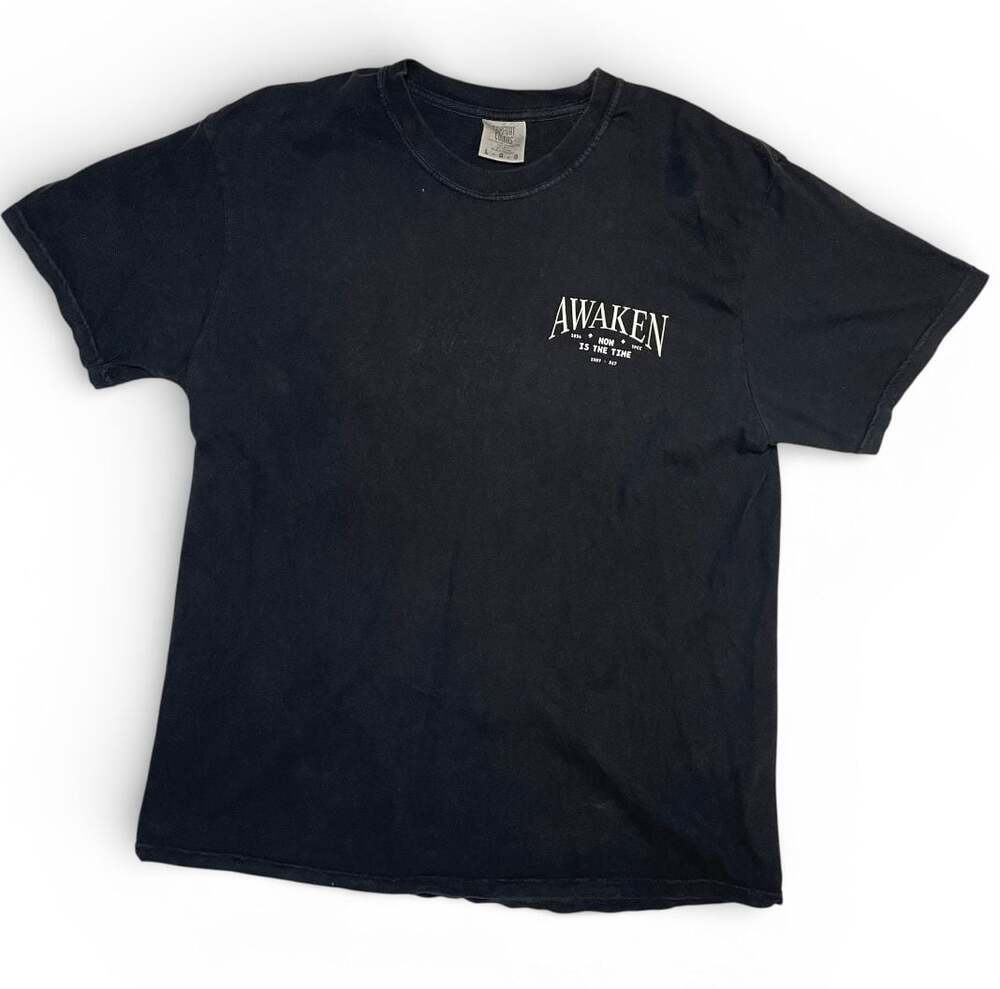 AWAKEN Graphic T-Shirt Black Back Print Christian Tee Men’s L